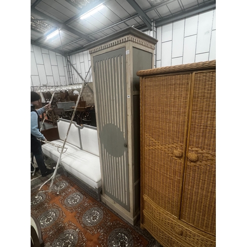 1091 - A contemporary Oka painted narrow wardrobe, width 72cm, depth 50cm, height 219cm