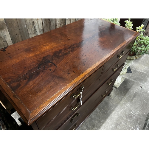 1096 - A George III inlaid mahogany chest, width 113cm, depth 55cm, height 98cm