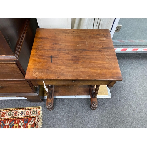 1099 - A Regency rectangular mahogany work table, width 50cm, depth 40cm, height 72cm