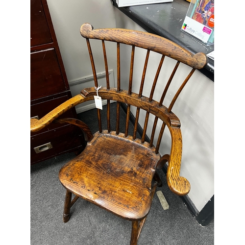 1135 - A mid 19th century and later Windsor comb back elbow chair, width 64cm, depth 39cm, height 97cm... 