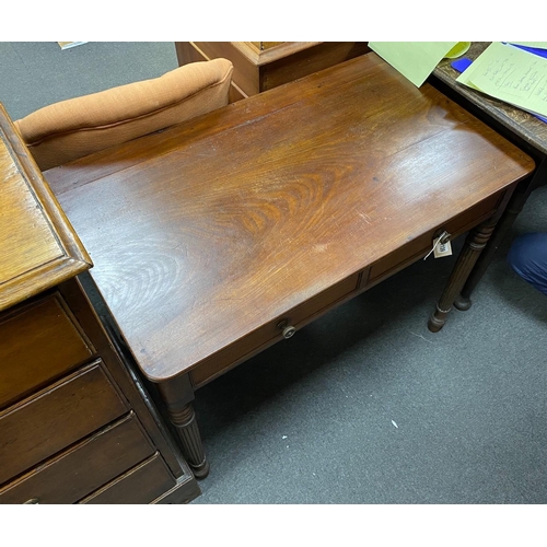 1139 - A Victorian mahogany two drawer side table in the Manner of Gillows, width 88cm, depth 52cm, height ... 