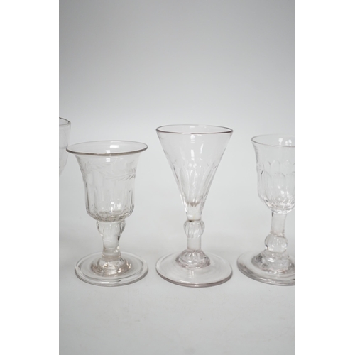 1262 - A small Georgian glass rummer and five cordials. Tallest 12cm