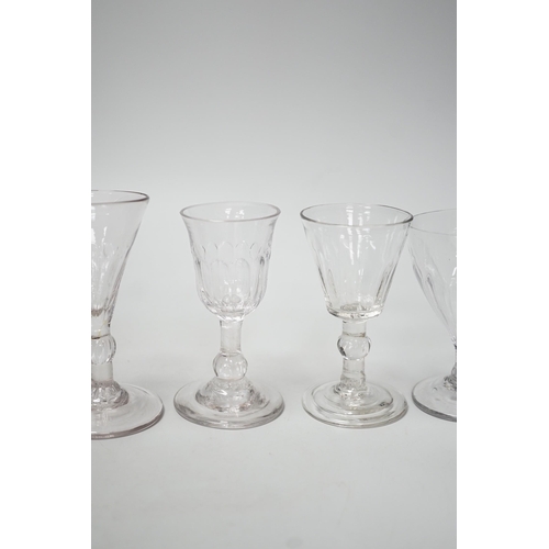 1262 - A small Georgian glass rummer and five cordials. Tallest 12cm