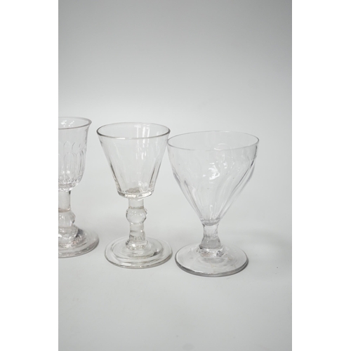 1262 - A small Georgian glass rummer and five cordials. Tallest 12cm