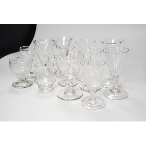 1266 - Thirteen various 18th/19th century wine glasses. Tallest 12cm