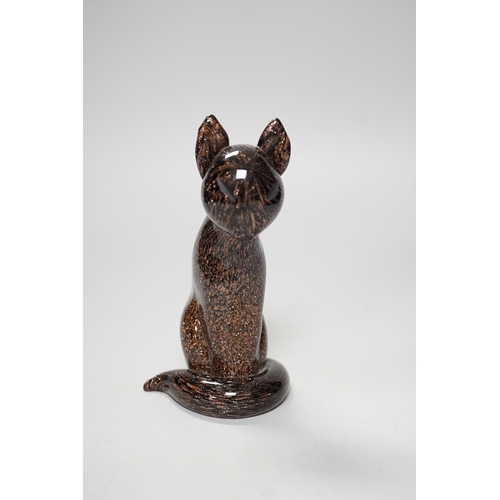 1267 - A Seguso Murano aventurine glass cat. 15cm tall