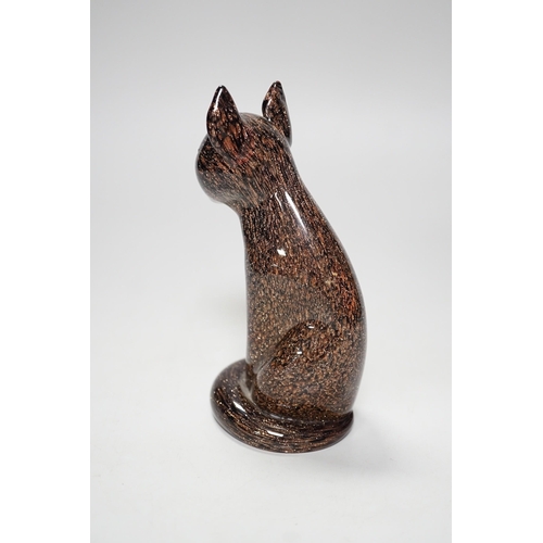 1267 - A Seguso Murano aventurine glass cat. 15cm tall