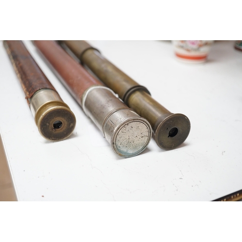 1291 - Three leather bound telescopes