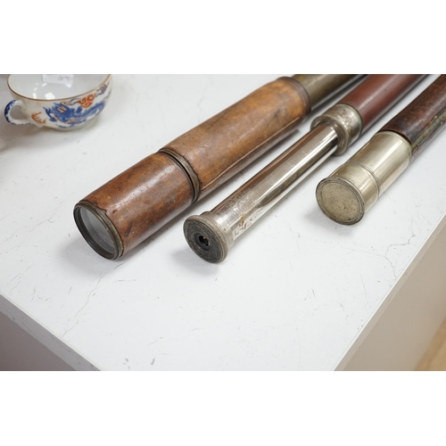 1291 - Three leather bound telescopes