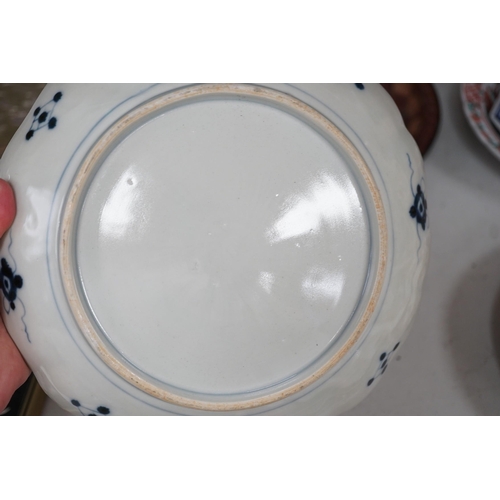 1320 - A group of 19th/20th century Japanese porcelain and pottery dishes. Largest 33cm diameter