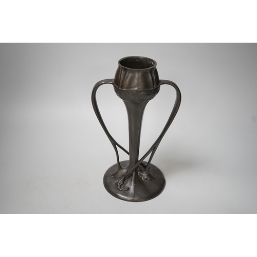 1327 - A Tudric pewter vase, model no. 029, 25cm tall