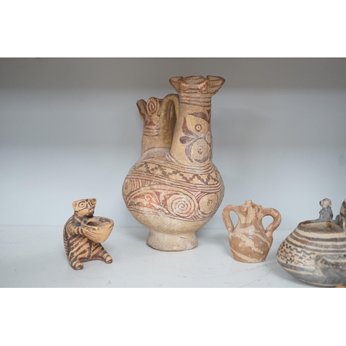 1334 - A selection of early Pre-Colombian, and other ceramics, to include an unusual vessel. Tallest 26cm... 