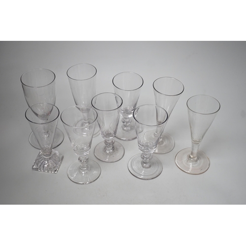 1339 - Nine various Georgian wine glasses. Tallest 15.5cm