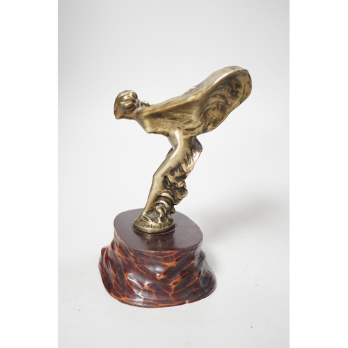 1375 - After Charles Sykes, a gilt metal Rolls Royce car mascot - Spirit of Ecstasy, inscribed and bear... 