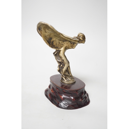 1375 - After Charles Sykes, a gilt metal Rolls Royce car mascot - Spirit of Ecstasy, inscribed and bear... 