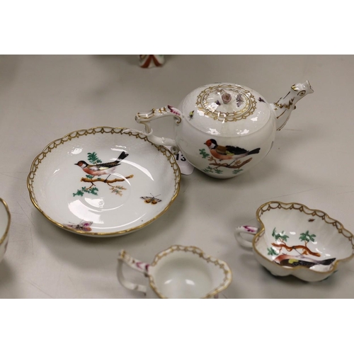 1513 - A 19th century Herend porcelain bachelor's teaset, saucer with date code for 1867