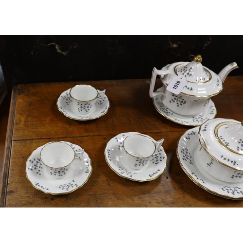 1516 - A 19th century Paris porcelain 'Chantilly Flowers' part tea and coffee set