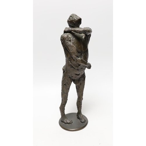 1519 - Bronze: pressed mark stamped to right ankle, one of nine, a figural male nude bronze, 35cms high... 