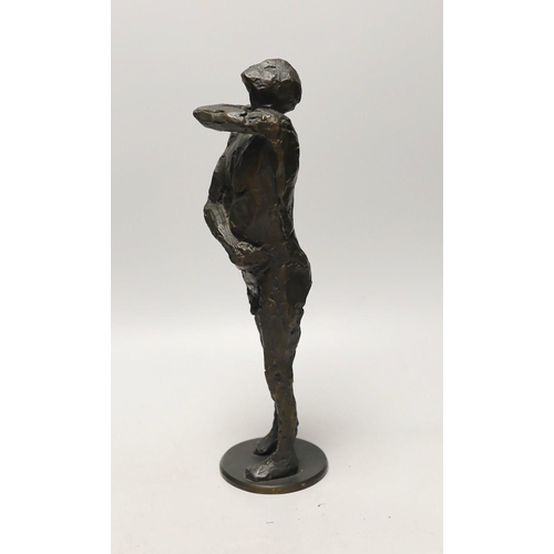 1519 - Bronze: pressed mark stamped to right ankle, one of nine, a figural male nude bronze, 35cms high... 