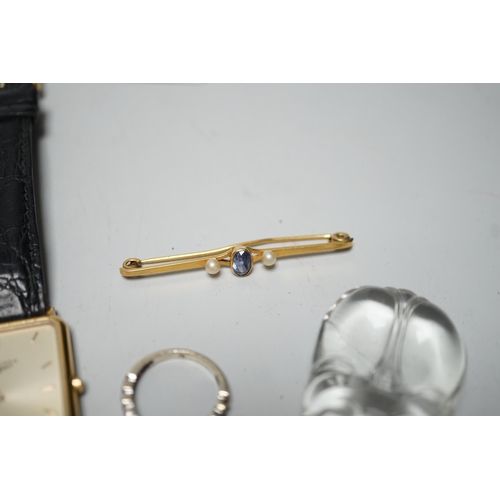 1945 - A gentleman's steel and gold plated Longines Le Grand Classique quartz wrist watch, a 9ct and gem se... 