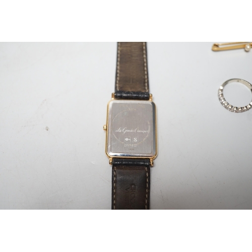 1945 - A gentleman's steel and gold plated Longines Le Grand Classique quartz wrist watch, a 9ct and gem se... 