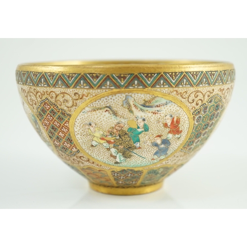 108 - A Japanese Satsuma pottery thousand butterfly bowl, Meiji period, the interior painted with the th... 