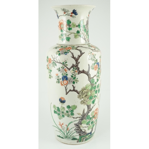 152 - A Chinese famille verte vase baluster vase, late 19th century, painted with a phoenix amid rockwork,... 