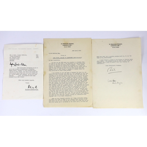 16 - A collection of 13 autograph letters and telegrams to Lionel Jeffries, from 20th century film and th... 