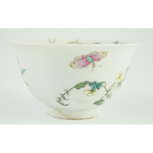 163 - A Chinese famille rose bowl, Jiaqing seal mark and of the period (1796-1820), painted with fruiting ... 