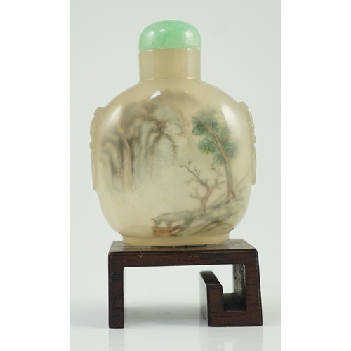 194 - A Chinese inside painted agate landscape snuff bottle, signed Liu Shouben, c.1965-70, painted by t... 