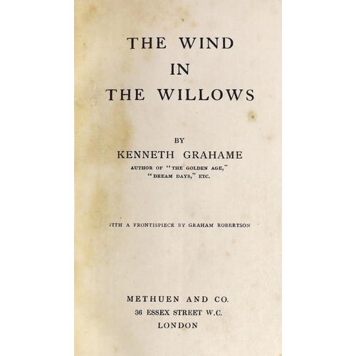 2 - ° ° Grahame, Kenneth - The Wind in the Willows, 1st edition, frontispiece by Graham Robertson, 8vo, ... 