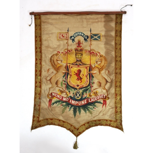 22 - Nine mid 19th century Royal heraldic banners, decorated with armorials of European countries, includ... 