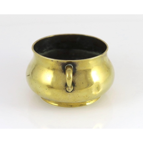 226 - A Chinese polished bronze censer, gui, Xuande six character mark, 18th/19th century, applied with a ... 