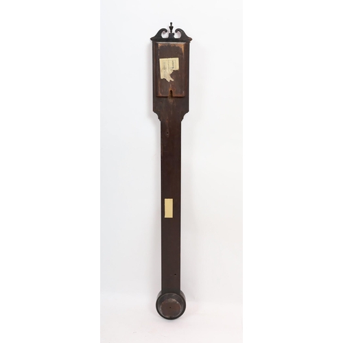 234 - J. Blunt of London. A Regency mahogany stick barometer, with silvered scale and thermometer, 13cm wi... 