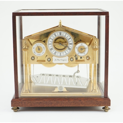 244 - A Devon Clocks lacquered and silvered brass Congreve timepiece, in glazed mahogany case, with centra... 