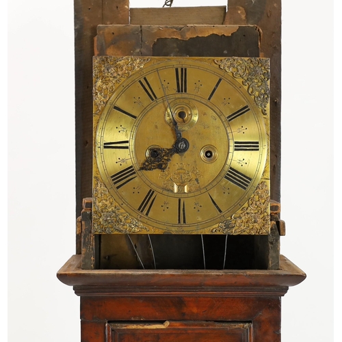 246 - A William and Mary floral marquetry and walnut eight day longcase clock, the 11 inch square brass di... 