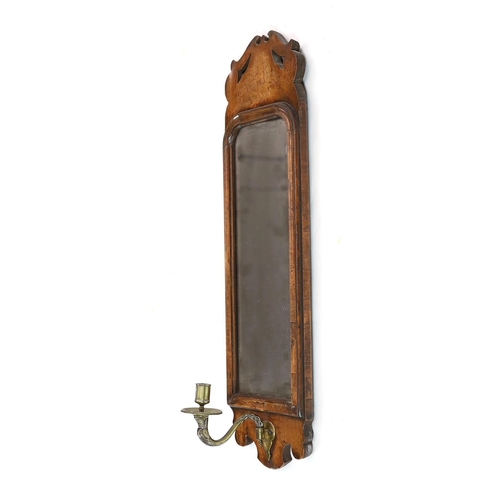 262 - A George I walnut girandole, with bevelled plate and single brass sconce, width 19cm, height 66cm... 