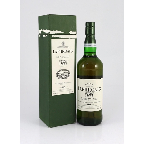 28 - A boxed bottle of Laphroaig Vintage 1977 Islay Single Malt Scotch Whisky,  75cl. Single Malt., 43% v... 