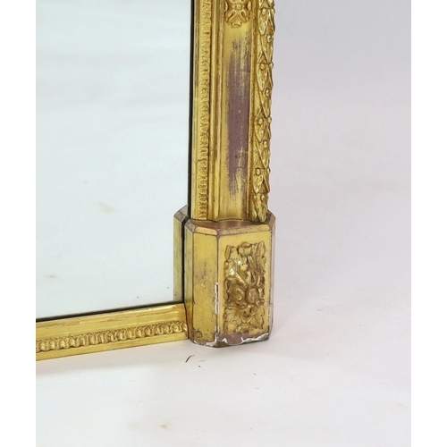 283 - A Victorian giltwood and gesso overmantel mirror, of ornate arched form with foliate scroll and shel... 