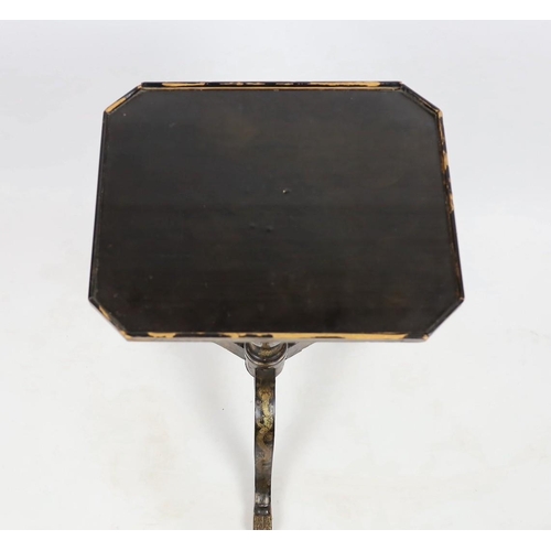 293 - A Chinese export gilt-decorated black lacquer wine table, c.1840, the canted rectangular top above a... 