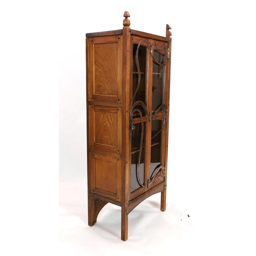 297 - Gustave Serrurier-Bovy (Belgian 18581910). An Art Nouveau copper mounted red narra wood vitrine, th... 