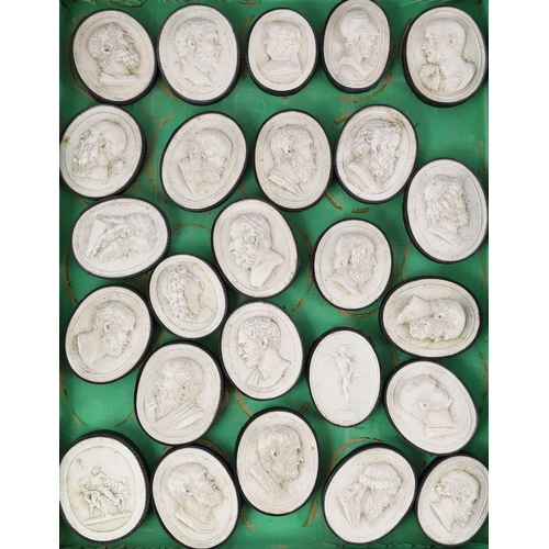 30 - A cased set of eighty three Italian Grand Tour plaster roundels after intaglios of various subjects,... 