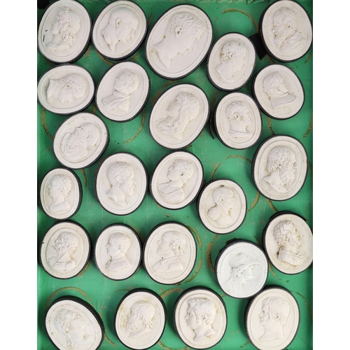 30 - A cased set of eighty three Italian Grand Tour plaster roundels after intaglios of various subjects,... 