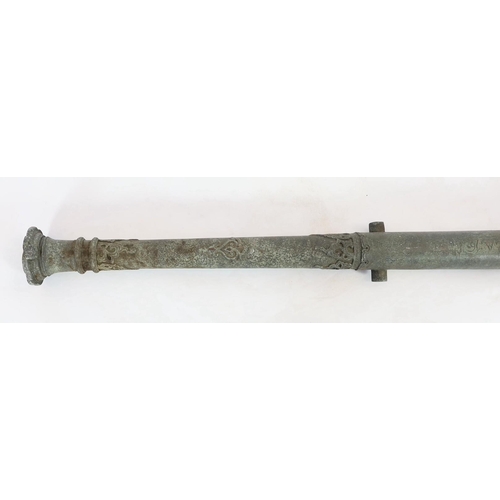 32 - An 18th century Indonesian bronze Lantaka cannon, inscription to the barrel, 125cm long