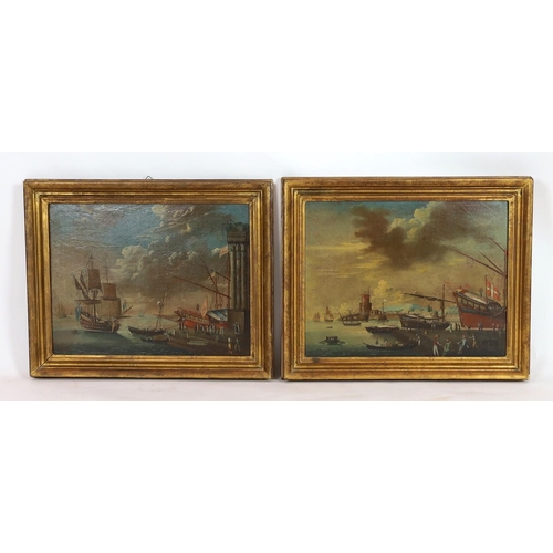 320 - After Francesco Guardi (Italian, 1712-1793) Merchant vessels and other shipping along the shore, inc... 