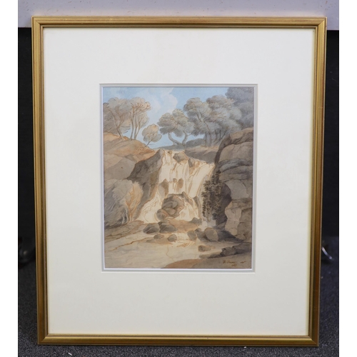 334 - Francis Towne (British, 1740-1816) 'Waterfall at Chudley Rock'watercolour and inksigned and dated 17... 