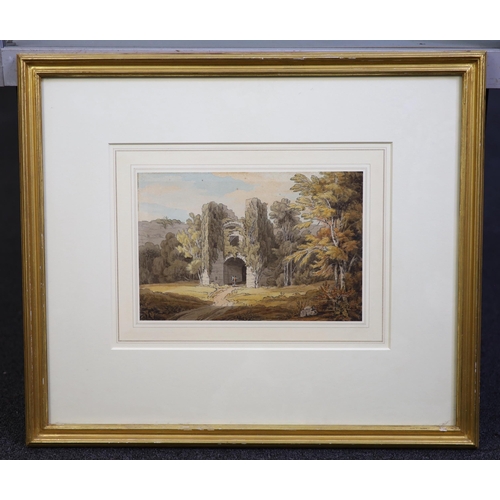 336 - John White Abbott (British, 1763-1851) 'Berry Pomeroy Castle, Devon'watercolour and inkmonogrammed a... 