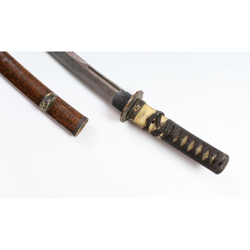 35 - A Japanese wakizashi, the tang signed Yoshitake, the 54.5cm blade inscribed to the tang, Izumo Daij... 