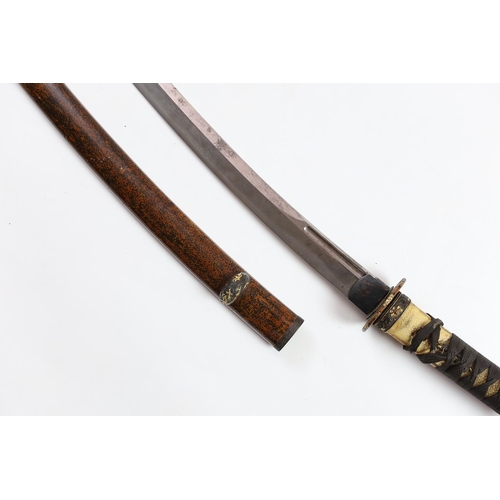 35 - A Japanese wakizashi, the tang signed Yoshitake, the 54.5cm blade inscribed to the tang, Izumo Daij... 