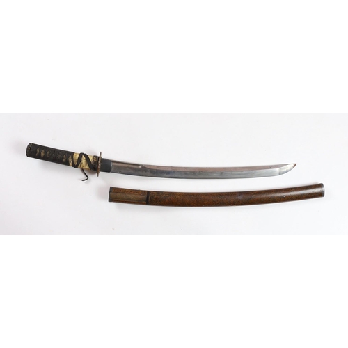 35 - A Japanese wakizashi, the tang signed Yoshitake, the 54.5cm blade inscribed to the tang, Izumo Daij... 